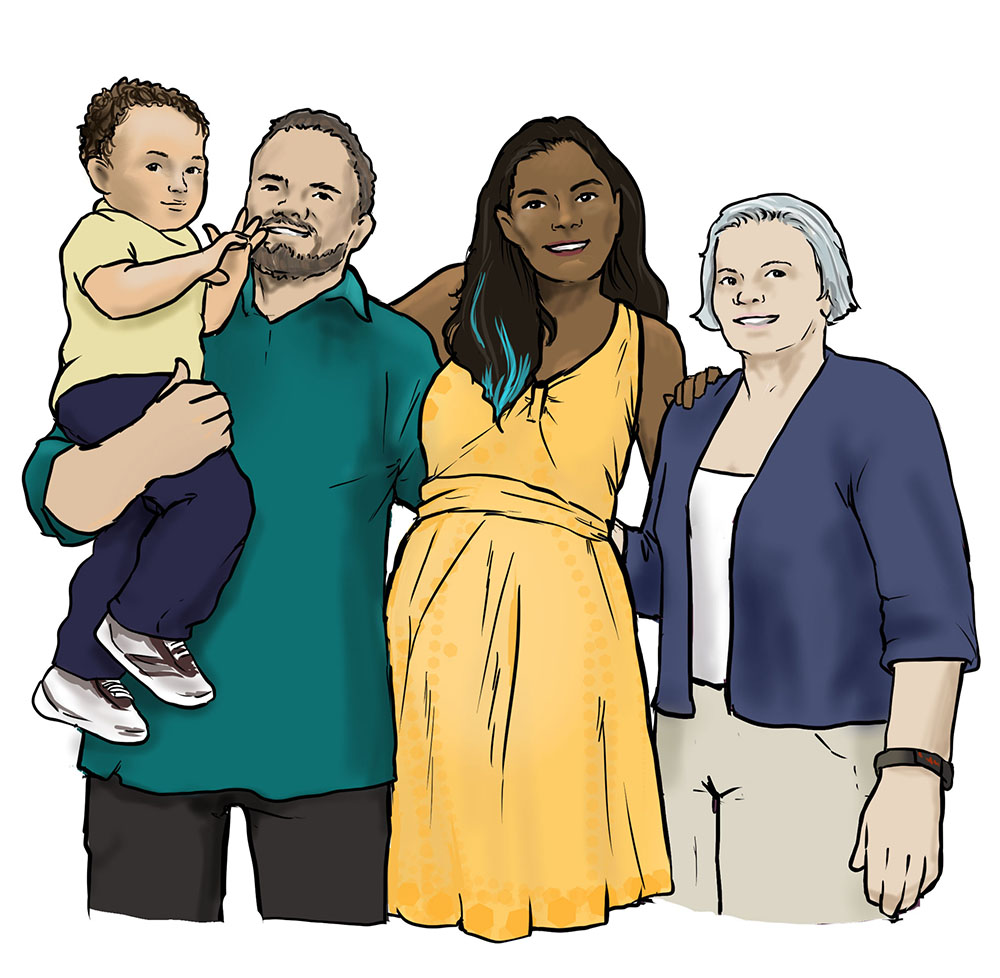 Eine Familienpatin mit einer Familie Eine Familienpatin mit einer Familie